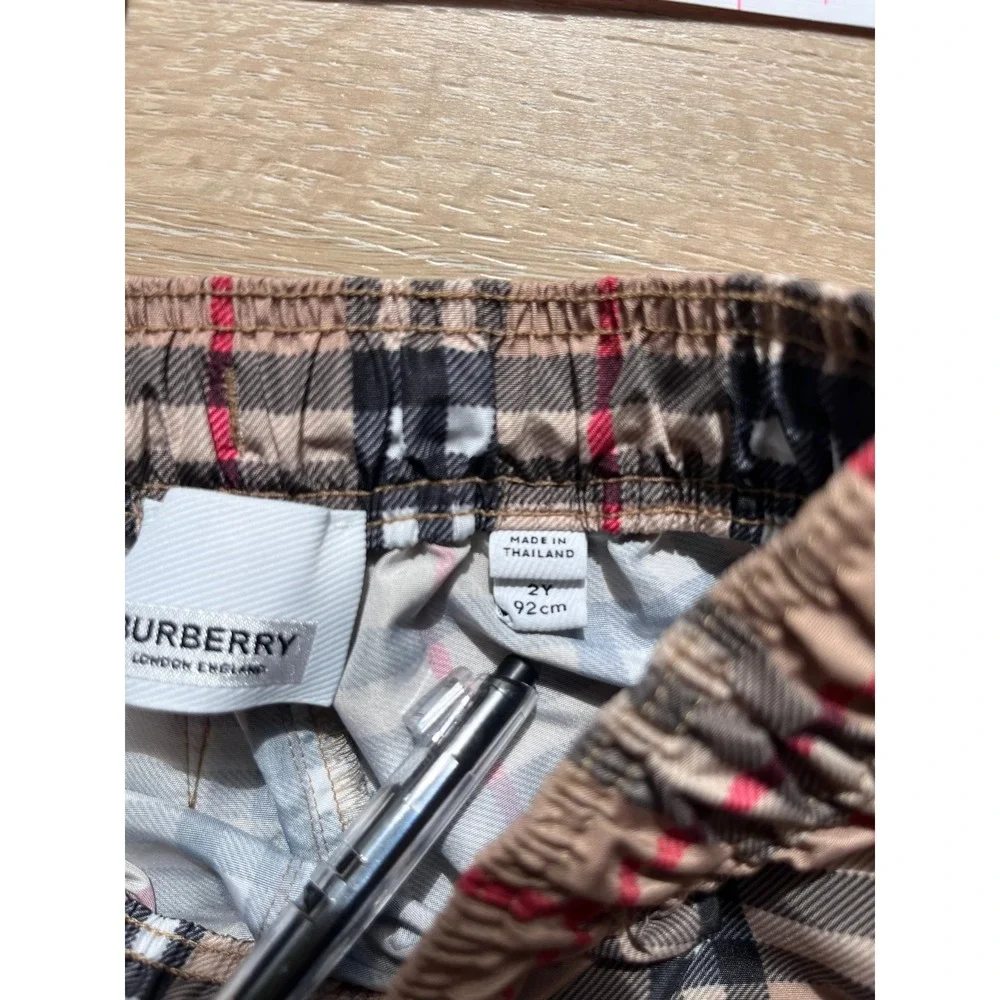 Burberry Swim Shorts Boys 2Y Multi Nova Check Drawstring Elastic Waist Trunks